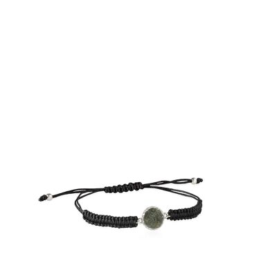 Bracelet cordon argent Shadow avec nacre grise