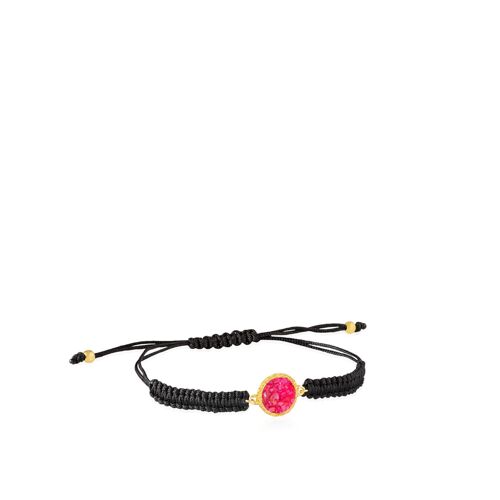 Pulsera de cordón y oro Doll con nácar rosa