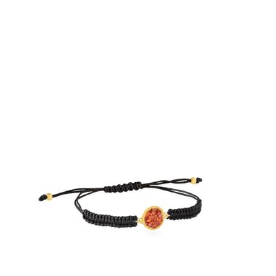Reef gold and cord bracelet with coral-colored mother-of-pearl