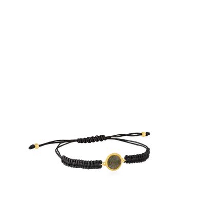 Pulsera de cordón y oro Shadow con nácar gris