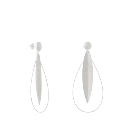 Balance long silver earrings