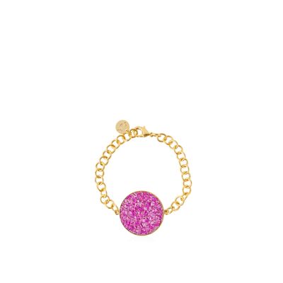 Flora gold bracelet with fuchsia mother-of-pearl