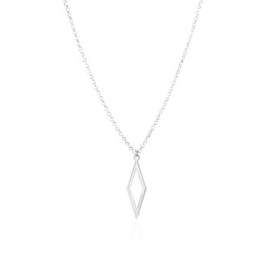 Earth silver necklace with rhombus-shaped pendant
