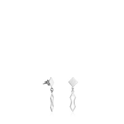 Fire long silver earrings with spear shape