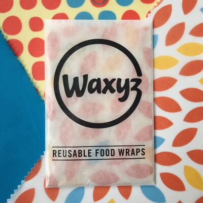 Vegan Reusable Wax Food Wraps. Triple Pack. 4 designs, 4 Colours