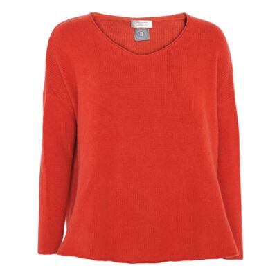 Cashmere sweater V orange (lipstick)
