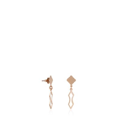 Fire rose gold long spear earrings