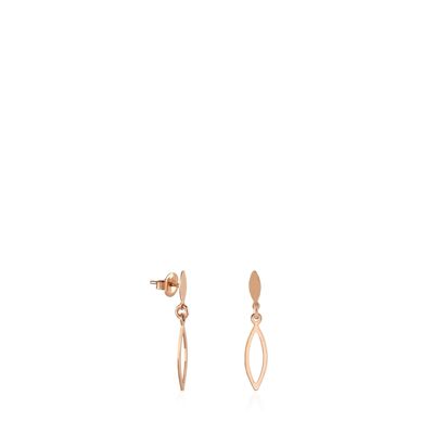 Water rose gold oval earrings