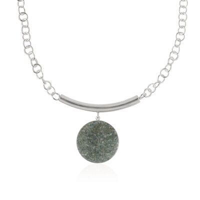 Silver necklace with gray mother-of-pearl Medusa pendant