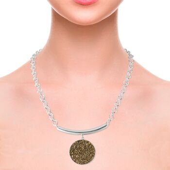 Collier en argent avec pendentif en nacre marron Gea 2