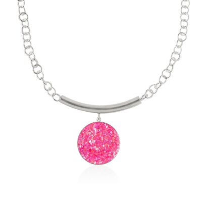 Halskette mit Atenea-Anhänger aus Silber und rosa Perlmutt