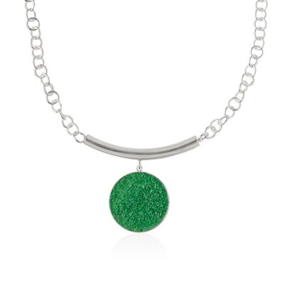 Silver Demeter necklace with green mother-of-pearl pendant