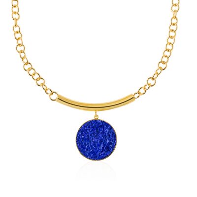 Collar oro con colgante de nácar azul Selene