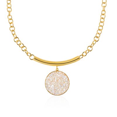Aphrodite gold necklace with white mother-of-pearl pendant