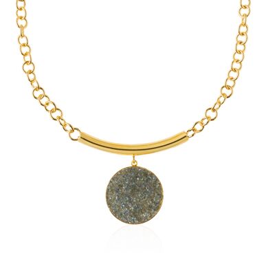 Gold necklace with gray mother-of-pearl Medusa pendant