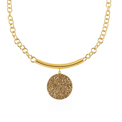 Gea Gold Halskette mit Fuchsia Perlmutt Anhänger