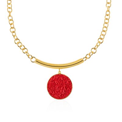 Collier en or avec pendentif Estia et nacre rouge