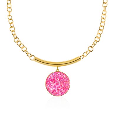 Gold necklace with Athena pendant with pink mother-of-pearl