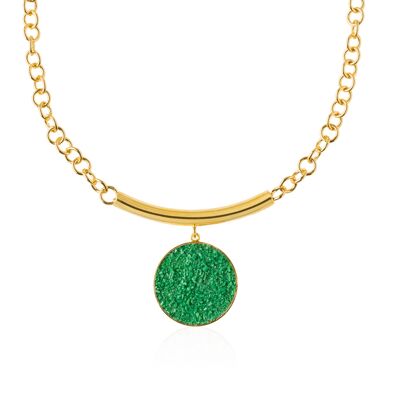 Demeter Gold Halskette mit grünem Perlmutt Anhänger