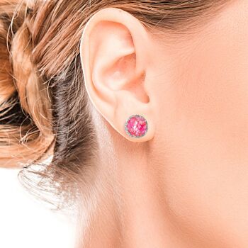 Grandes boucles d'oreilles poupée en argent avec nacre rose 2