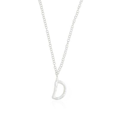 Necklace with pendant letter D silver