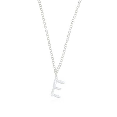 Silver necklace with letter E for pendant