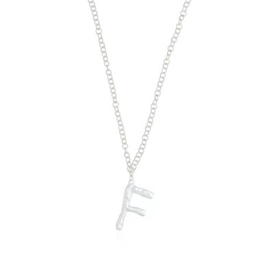 Necklace with pendant with initial F silver