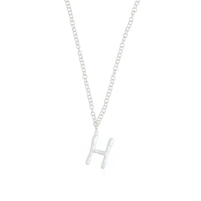 Necklace with silver initial pendant H