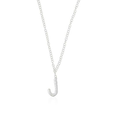 Initial silver letter J pendant necklace