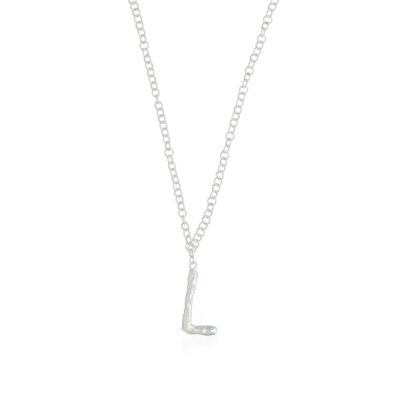 Initial pendant necklace silver L