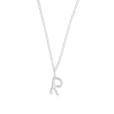 Collana in argento lettera R