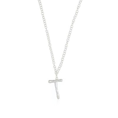 Initial letter T silver necklace