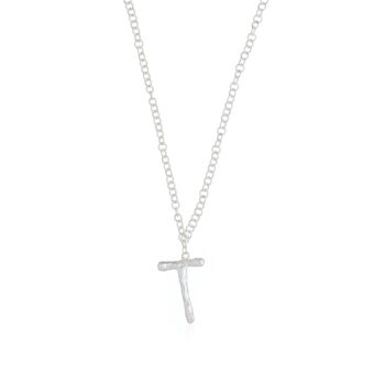 Collier en argent lettre T initiale 1