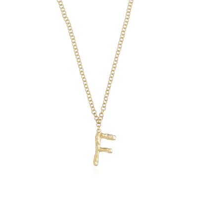 Necklace with gold initial letter F