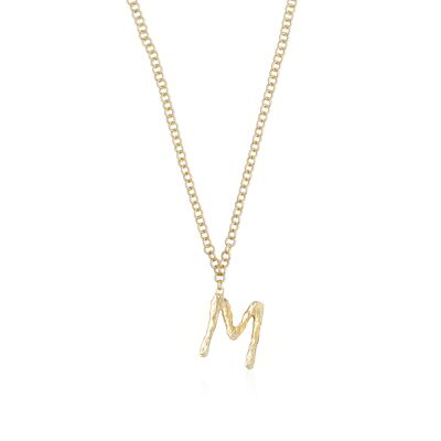 Necklace with pendant letter M gold