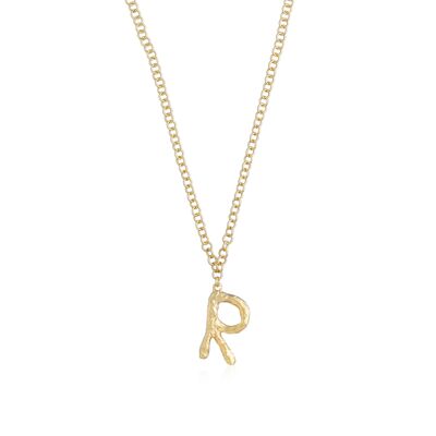 Letter R gold necklace