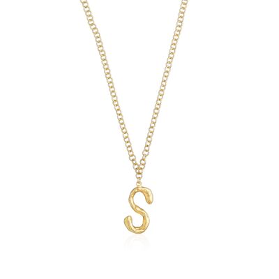 Gold letter S necklace