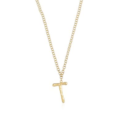 Gold letter T necklace