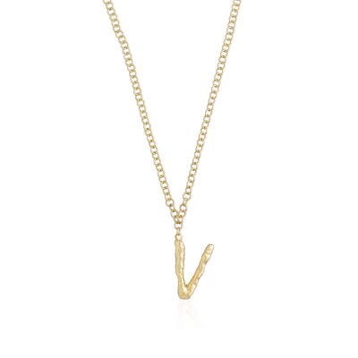 Necklace with gold initial letter V pendant