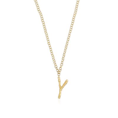 Necklace with initial pendant gold Y