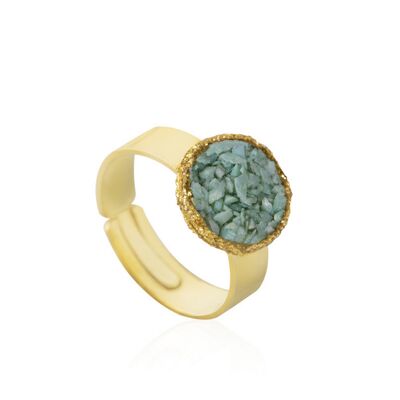 Caribbean gold plated silver ring with aquamarine mother-of-pearl