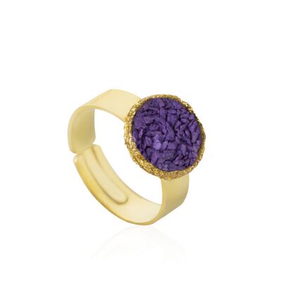 Gold Venus ring with violet mother-of-pearl