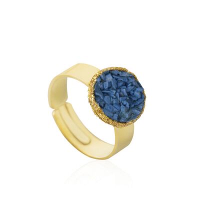 Sky gold plated silver ring with ducado blue mother-of-pearl