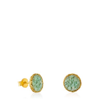 Caribbean medium gold sleeper earrings with aquamarine mother-of-pearl