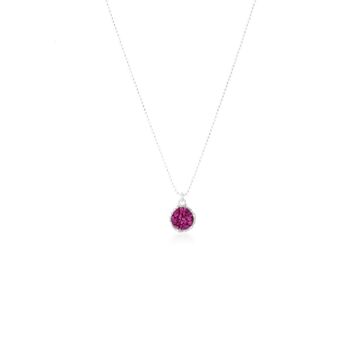 Collier ras de cou femme argent rond Bougainvillier avec nacre violette 1