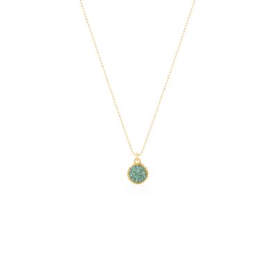 Caribbean gold round pendant choker with aquamarine mother-of-pearl