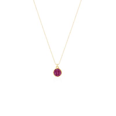 Bougainvillea round pendant gold choker with purple mother-of-pearl
