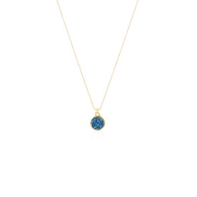 Sky gold round pendant choker with ducado blue mother-of-pearl