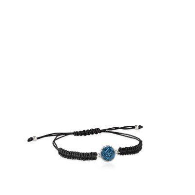 Silver bracelet and Sky cord with duchy blue mother-of-pearl
