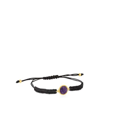 Bracelet en or et cordon Vénus avec nacre violette